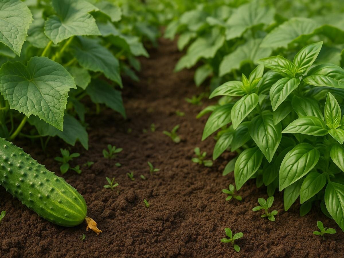 Секреты сильного урожая: как базилик защищает огурцы