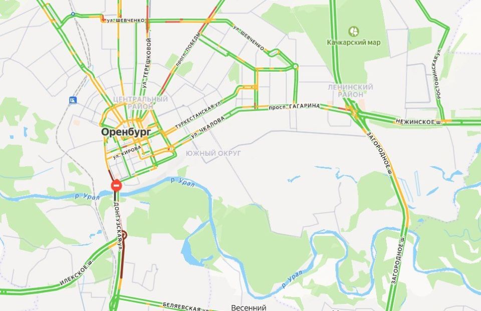 Сегодня утром Оренбург обходится практически без пробок