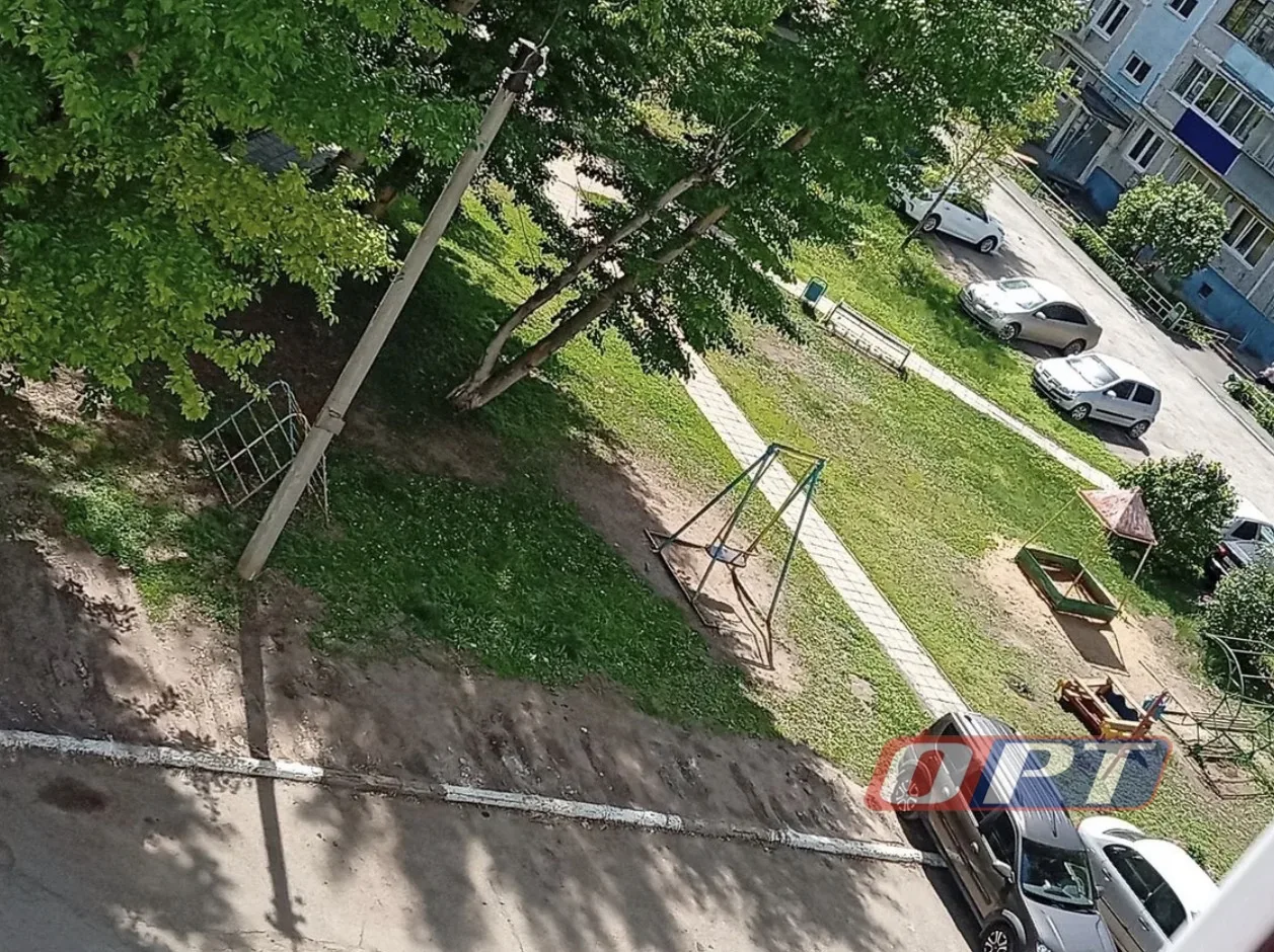 На Дзержинского, 32/2 дерево у качелей может упасть