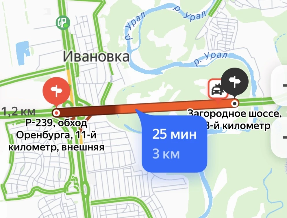 На Загородном шоссе у Ивановки из-за ДТП собралась большая пробка в сторону Оренбурга