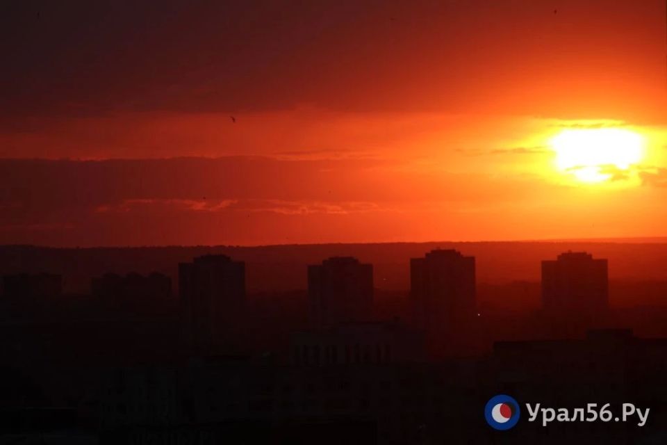 Закат в Оренбурге и небо, расчерченное стрижами Закат в Оренбурге и небо, расчерченное стрижами