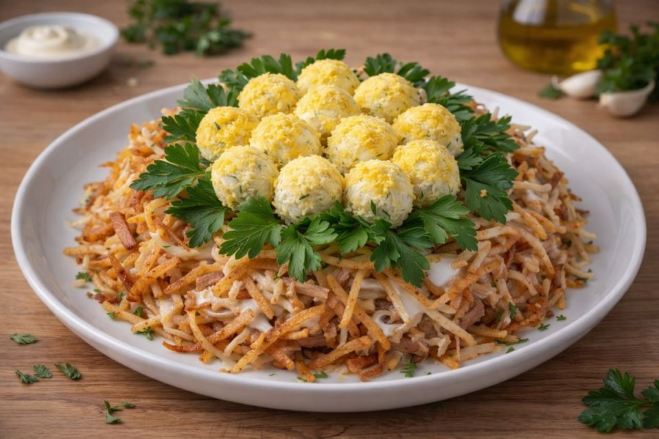 Волшебный салат для вашего праздника: кукушкино гнездо