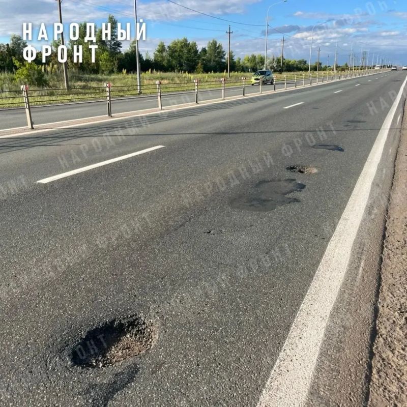 Асфальт на трассе Оренбург - Казань снова разрушается Асфальт на трассе Оренбург - Казань снова разрушается