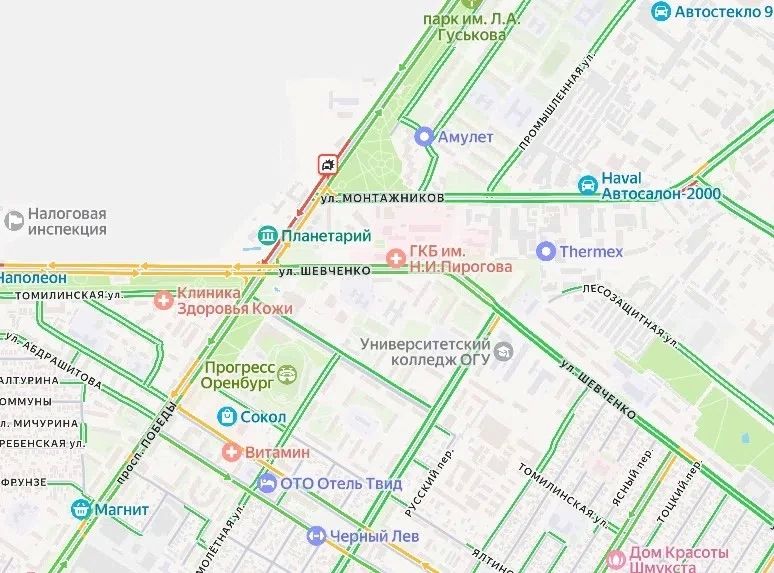 Где в пятничное утро в Оренбурге затруднен проезд Где в пятничное утро в Оренбурге затруднен проезд