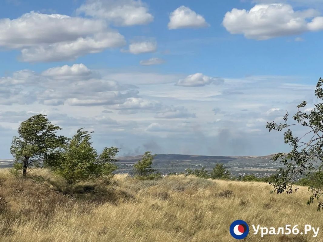Из разных районов Орска виден дым — за городом горят поля Из разных районов Орска виден дым — за городом горят поля