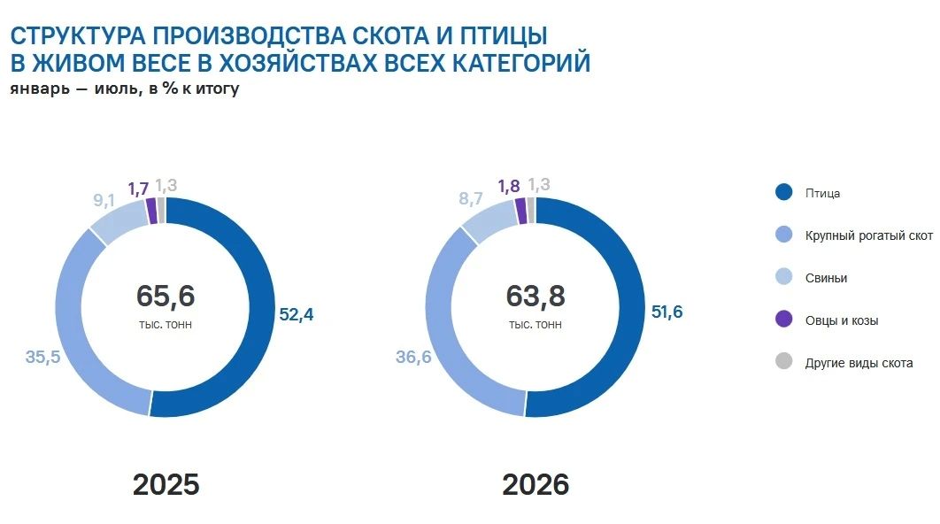 Мяса стало меньше, молока и яиц больше: Оренбургстат рассказал о состоянии животноводства в 2026 году Мяса стало меньше, молока и яиц больше: Оренбургстат рассказал о состоянии животноводства в 2026 году