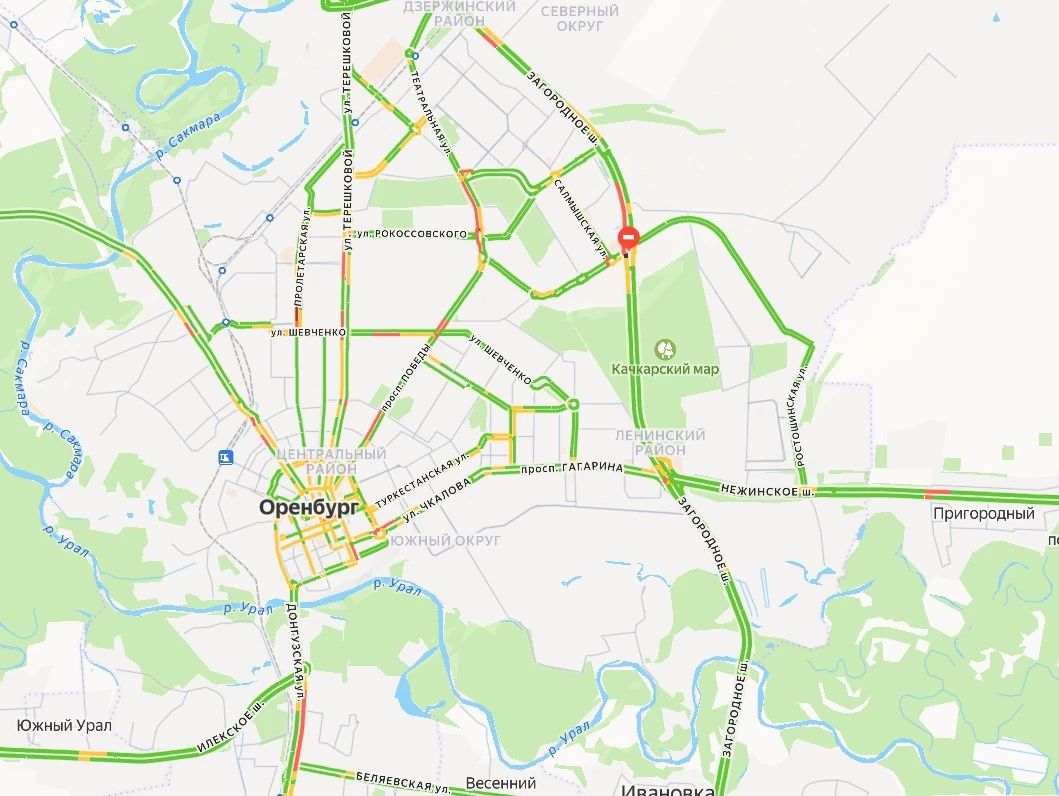 Утренние пробки в Оренбурге
