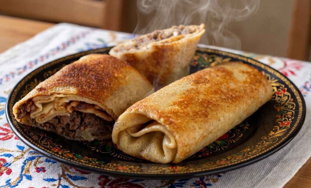 Блинчики с мясом, которые соберут всю семью за завтраком: простой рецепт с запасом на будни